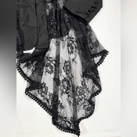 LILLY'S KLOSET Asymmetrical Lace Cut Out Fairy Goth Alternative Blazer Size M - Picture 7 of 12